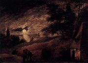 Adriaen Brouwer Dune Landscape by Moonlight oil painting artist